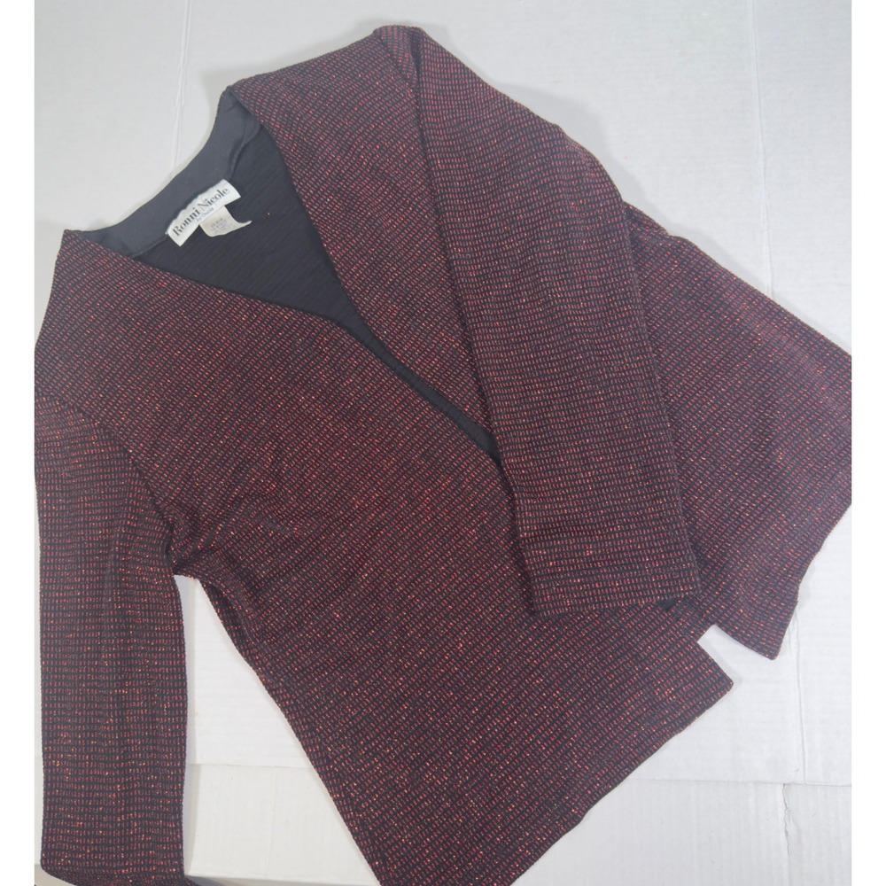 Vintage Ronni Nicole by Ouida Womens Metallic Knit Open Front‎ Cardigan Jacket